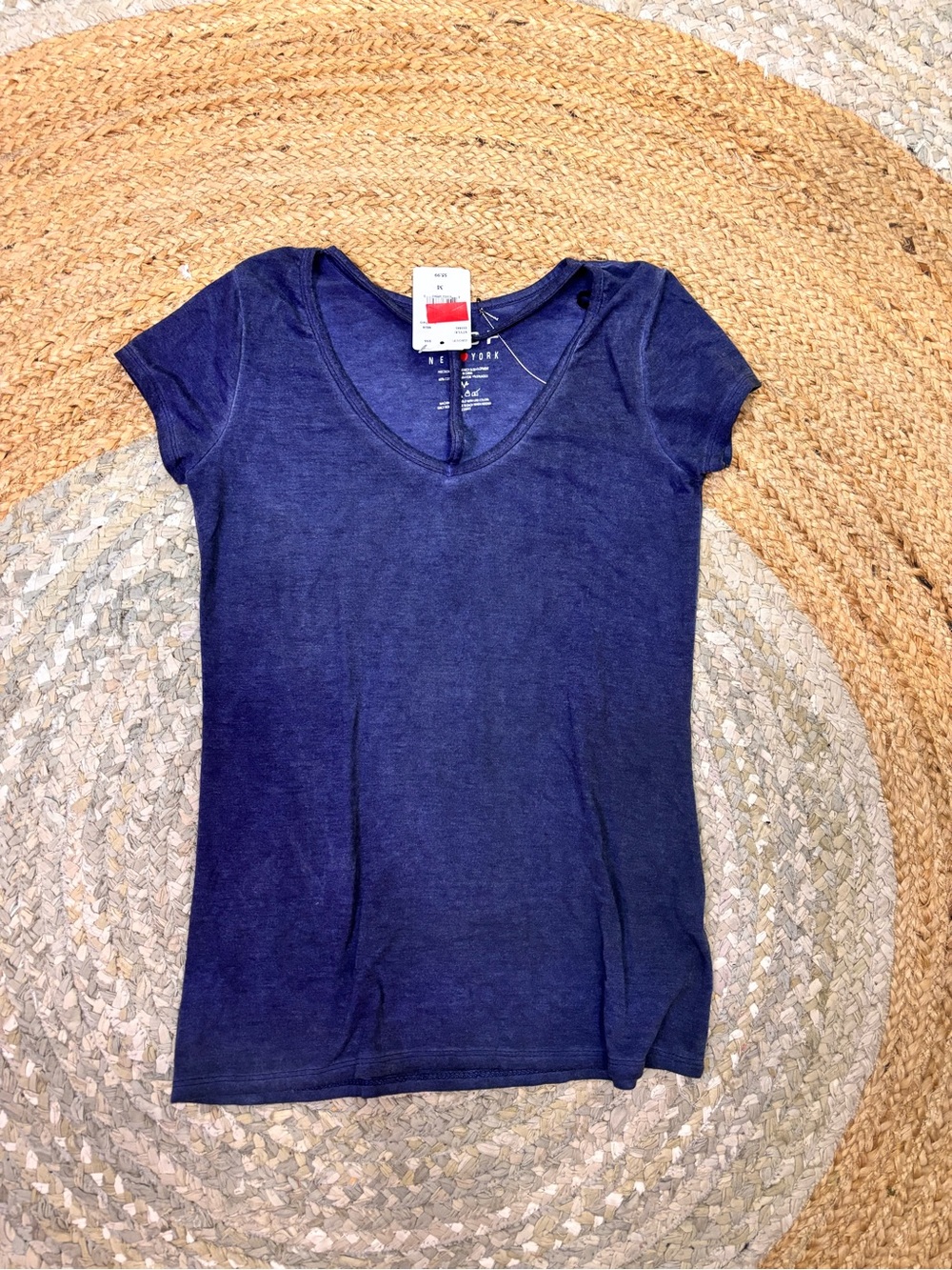 Poof New York Navy V-Neck Short Sleeve Tee